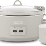 Crock-Pot 7 Quart Cook and Carry Slow Cooker with Touch Control, 4 Pre Programmed Settings, Removable Stoneware, and Locking Lid, Mushroom