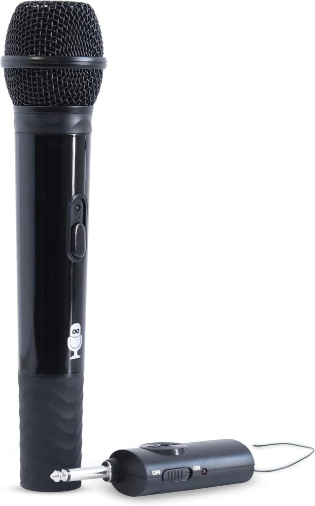 Singing Machine Portable Wireless Microphone (Black) – Premium Unidirectional UHF Wireless Mic for Singing, Speeches & Events – Cordless Mic Compatible with Karaoke Machines, PA Systems & More