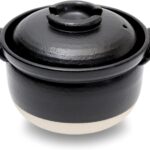 DONABE Clay Rice Cooker Pot Casserole Japanese Style made in Japan for 2 to 3 cups with Double Lids, Microwave Safe