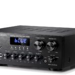 Moukey Stereo Receivers with Bluetooth 5.0, 2.0 Channel Power Audio Amplifier Stereo System w/USB, SD, AUX, RCA, MIC in w/Echo, LED for Karaoke, Home Theater Speakers, 400W Peak, 25W× 2 RMS- MAMP1