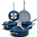 Ceramic Cookware Set Nonstick Pots and Pans Set with Lid PFAS-Free Non Toxic Cookware Set with Advanced G7 Ceramic Coating, Oven Safe Up To 500°F, Quick & Even Heat Distribution, Navy Blue