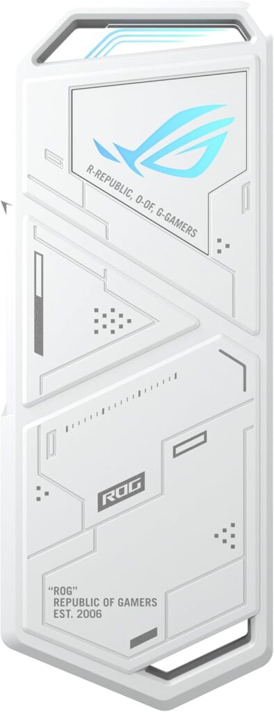 ASUS ROG Strix Arion White M.2 NVMe SSD Enclosure-USB3.2 Gen 2×1 Type-C (10Gbps), Dual USB-C to C & USB-C to A, Screwdriver-Free, Thermal Pads Included, Fits PCIe 2280/2260/2242/2230 M Key/B+M Key