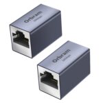 Orbram Ethernet Extender 10Gbps, 2 Pack RJ45 Coupler Adapter for Cat8/Cat7/Cat6/Cat5e/Cat5 Cables, 328ft Long-Distance Connection, Female to Female Connector, Aluminum Alloy Shell, Space Grey