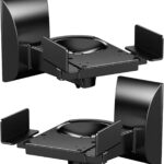 WALI Speaker Wall Mounts, Dual Side Clamping Bookshelf Mounting Bracket for Large Surrounding Sound Speakers, Hold up to 55 lbs. (SWM201), 1 Pair, Black