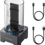 GRAUGEAR M.2 NVMe SATA PCIe SSD Enclosure Adapter Docking Station with Cooling Fan, USB3.2 Gen2 10Gbps M.2 SSD External Case USB C, Support UASP and Trim, M2 NVMe NGFF M Key B+M Key, RTL9210B Chipset