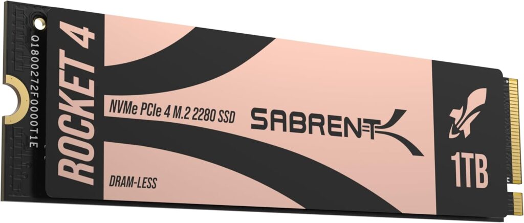 SABRENT Rocket 4 1TB NVMe SSD PCIe Gen4 M.2 2280 Internal Solid State Drive Up to 7450MB/s Read 6100MB/s Write for PS5 Desktop Laptop Gaming High-Speed Storage Low Heat (SB-RKT4L-1TB)