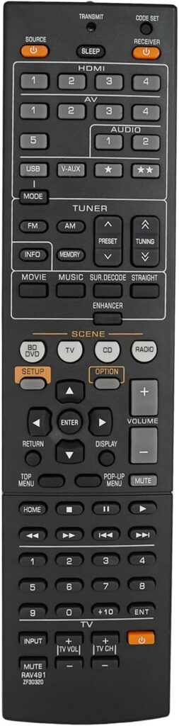 LR General Replacement Remote Control Fit for 491 RX-V467BL RX-V467 HTR-5063BL HTR-4063BL HTR-4063 RAV334 YHT-397 YHT-494BL RX-V767 for Yamaha AV Receiver
