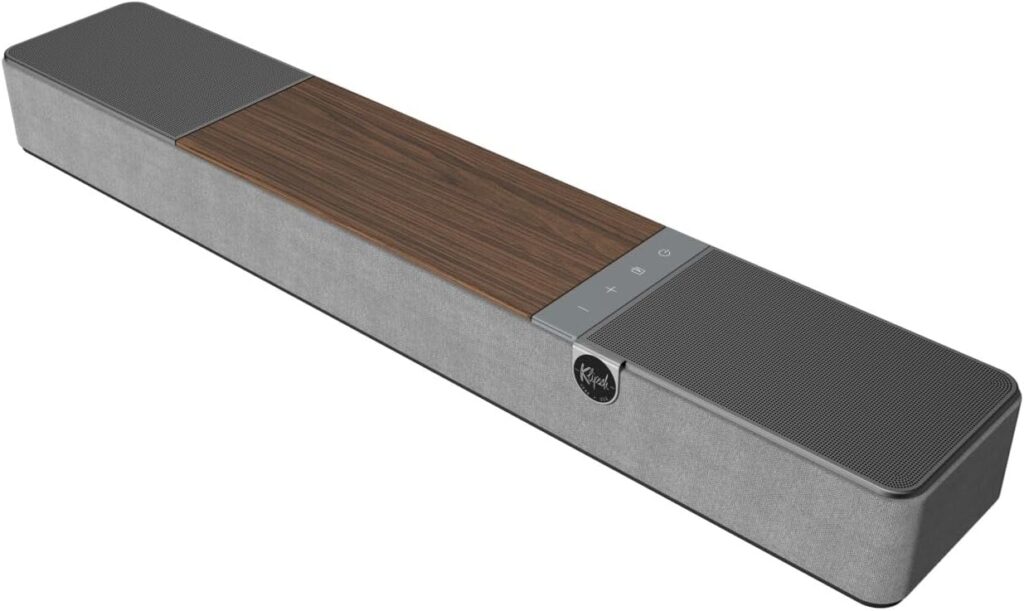 Klipsch Flexus CORE 100 2.1 Channel Powered by Onkyo Bluetooth Sound Bar with Dolby Atmos and Custom Tuned Bass – Walnut