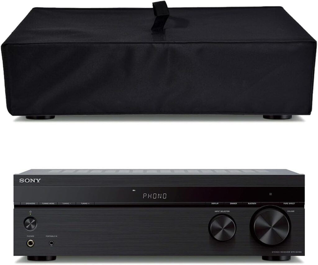 Stereo Receiver Cover for Sony STRDH190, STRDH590 & Onkyo TX-8220 – Black, Dustproof, Waterproof, Portable – 1 Year Warranty