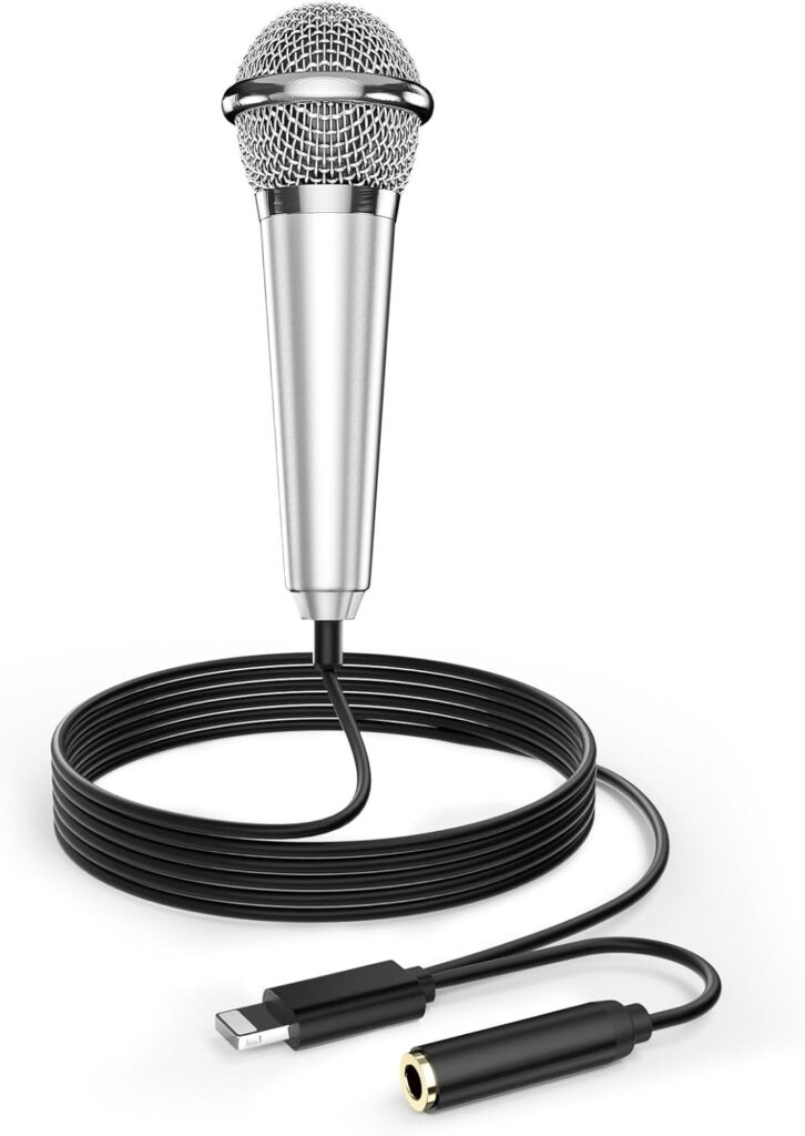 Mini Microphone for iPhone iPad Small ASMR Tiny Microphone for Voice Video Recording Singing, Vlogging, Podcasting YouTube (1 PCS Silver)