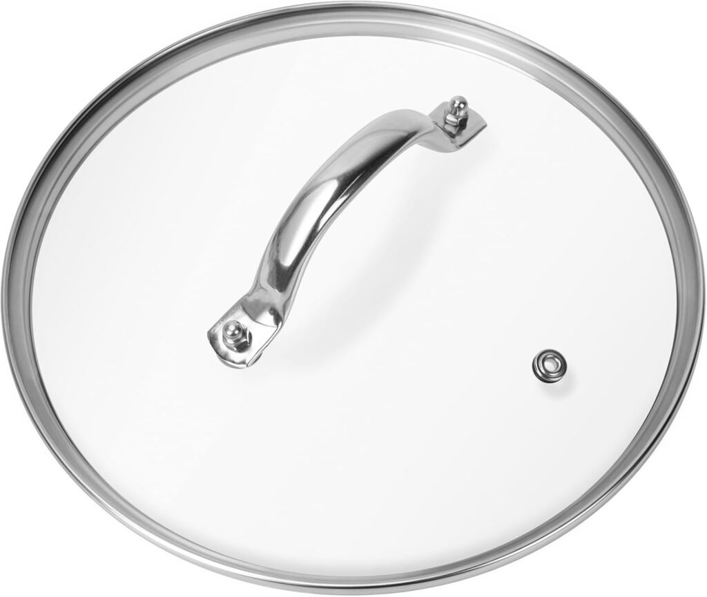 9.1-In Tempered Glass Lid Replacement for Instant Pot Lid 6 Quart, Compatible with 6QT Instant Pot Multicookers, Cooking Pot Lid Accessories, Stainless Steel Handle and Rim, Clear