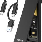 FIDECO M.2 NVMe SSD Enclosure, M.2 NVMe to USB Adapter, USB 3.2 Gen 2 (10Gbps) SSD Reader for M & M+B Key, Sandwich Style Design, Tool-Free Installation, Support UASP and Trim