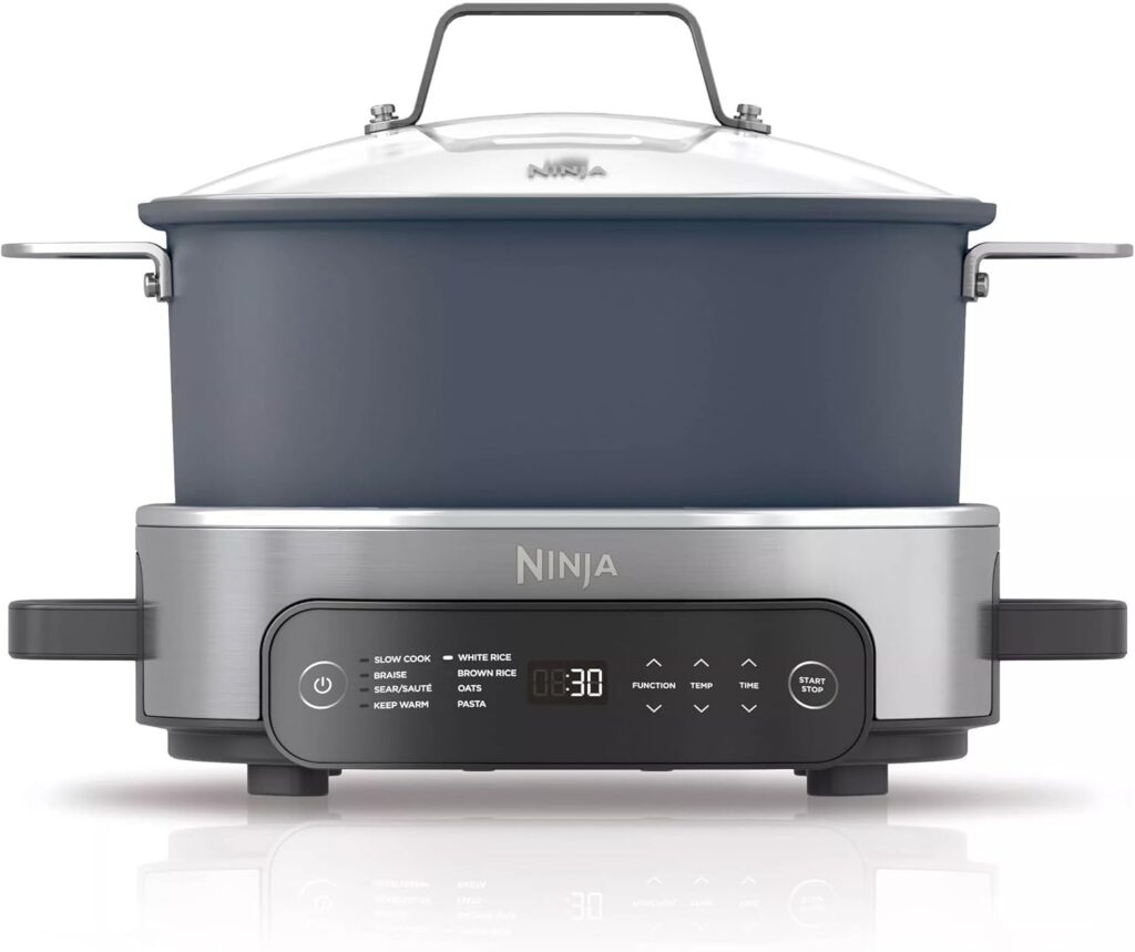 Ninja MC1101 Foodi Everyday Possible Cooker Pro, 8-in-1 Versatility, 6.5 QT, Replaces 10 Cooking Tools, Faster Cooking, Family-Sized Capacity, Adjustable Temp Control, Midnight Blue (Renewed)