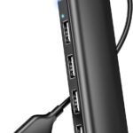 USB Hub 4 Port USB 2.0 Splitter Hub Expander for Laptop Computer Flash Drive Console Printer Camera Keyboard Mouse More 1 to 4 Jack Extender for Charging/Data Sync