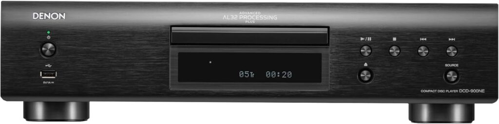 Denon DCD-900NE CD Player with Advanced AL32 Processing Plus & Integrated USB Port, Supports Hi-Res Formats – CD, CD-R/RW, MP3, DSD & More, Pure Direct Mode, Vibration-Resistant Design