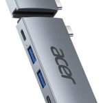 Acer 6 in 2 Detachable USB C Mac HDMI Adapter Multiport Hub Dongle for MacBook Pro/Air M3 M2 M1 13″-16″ with 4K@60Hz, Compatible with Thunderbolt 3/4, 100W PD Charging, 2 USBA & 2 USBC 3.0 Data Ports