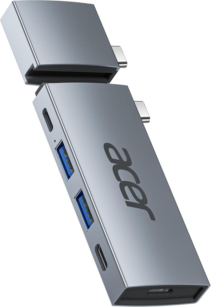 Acer 6 in 2 Detachable USB C Mac HDMI Adapter Multiport Hub Dongle for MacBook Pro/Air M3 M2 M1 13″-16″ with 4K@60Hz, Compatible with Thunderbolt 3/4, 100W PD Charging, 2 USBA & 2 USBC 3.0 Data Ports