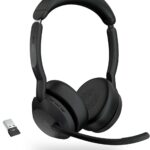 Jabra Evolve2 55 Stereo Wireless Headset – Features AirComfort Technology, Noise-Cancelling Mics & Active Noise Cancellation – MS Teams Certified, Works with Other Platforms – Black