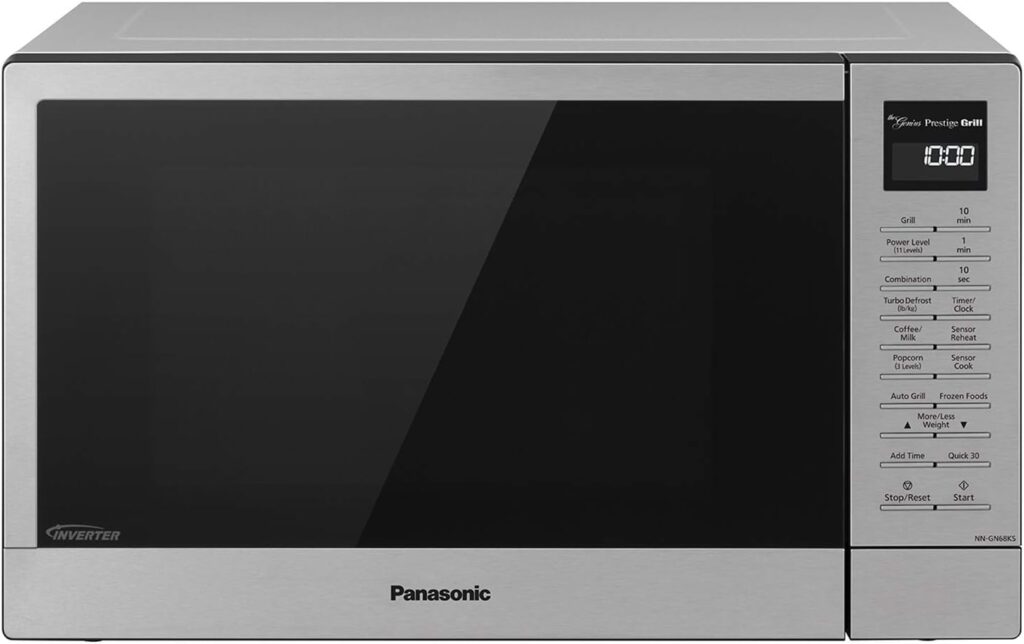 Panasonic 2-in-1 Microwave Oven with FlashXpress Broiler, Inverter Technology for Even Cooking and Smart Genius Sensor, 1000W, 1.2 cu.ft. Countertop – NN-GN68KS (Stainless Steel / Silver)
