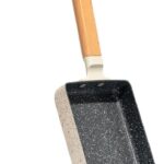 Ceramic Coating Square Japanese Tamagoyaki Omelette Small Skillet, Non-stick Rectangle Egg Roll Pan with Wood Handle