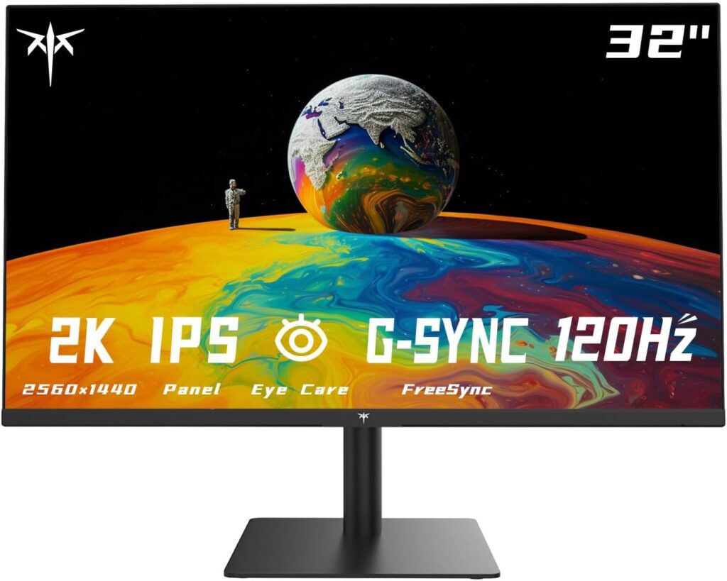 KTC 32 Inch 2K Monitor, 1440P IPS Computer Monitor, 100Hz 120Hz Frameless QHD PC Monitor for Office & Gaming, Eye Care, G-Sync/FreeSync, 109% sRGB, HDR, HDMI/DP, Tilt Adjustable, VESA, H32T13