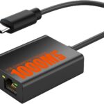 Ethernet Adapter, 1000 Mbps USB-C to RJ45 Ethernet Adapter for Google TV Devices Compatible with Chromecast Google TV and More Streaming Sticks (Adhesive Tape Included)