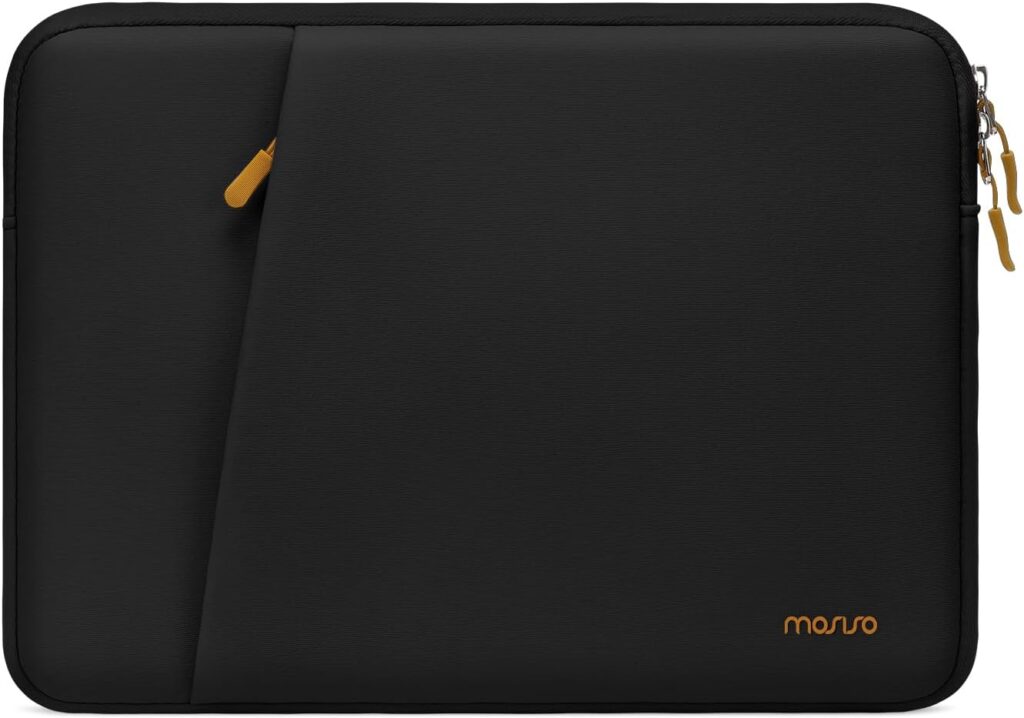 MOSISO 13.3 inch Laptop Case, 13-13.3 inch Laptop Sleeve Compatible with MacBook Air 13 13.6/Pro 13/Pro 14,HP Dell ASUS Lenovo Notebook, Portable Neoprene Carrying Computer Bag with Bevel Pocket,Black