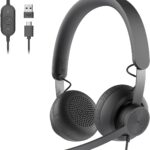 Logitech Zone 750 Wired On-Ear Headset with Advanced Noise-canceling Microphone, Simple USB-C and Included USB-A Adapter, Plug-and-Play Compatibility for All Devices