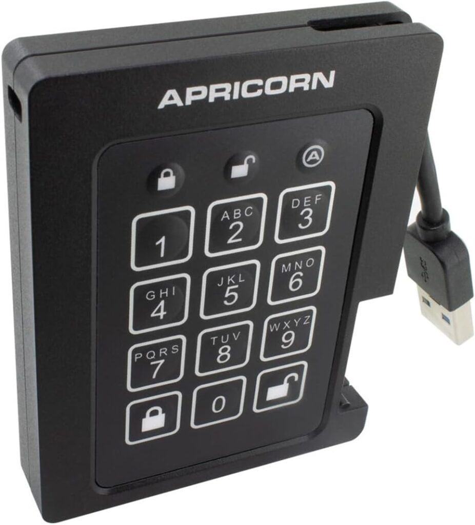 Apricorn 4TB Aegis Padlock SSD 256-Bit, FIPS 140-2 Level 2 Validated Ruggedized USB 3.0 Encrypted External Portable Drive (ASSD-3PL256-4TBF)