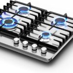 24 Inch Gas Cooktop, Propane Stove Top with 4 ITALY SABAF Sealed Burners 27,400 BTU, NG/LPG Convertible Built-in Stainless Steel Stovetop with Thermocouple Protection for Rvs Kitchen Outdoor