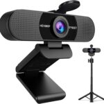 EMEET C960 Webcam with Tripod, 1080P Webcam with Microphone, Adjustable Height Mini Tripod, C960 Web Camera with Privacy Cover, Plug & Play with Stand for Zoom/Skype/YouTube/FaceTime