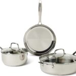 Amazon Basics Stainless Steel Cookware Set, 5-Piece Set, All Cooktop Friendly, Dishwasher-Safe