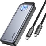 M.2 NVMe SSD Enclosure 80Gbps – Zinc Alloy Case with Cooling Fan & Silicone Sleeve, Compatible with Thunderbolt 5/4/USB4, Support 2280 M Key/M+B Key SSDs, Includes 80Gbps USB-C Cable