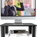 Pholiten Monitor Stand Riser 3 Height Adjustable, Desk Organizer for Monitor with Airflow Vents, Laptop Stand for Desk, Up to 44lbs