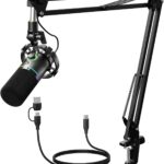 MAONO XLR/USB Dynamic Microphone Kit, RGB Podcast Mic with Software, Mute, Gain Knob, Volume Control, Boom Arm for Streaming, Gaming, Voice-Over, Recording-PD200XS Black