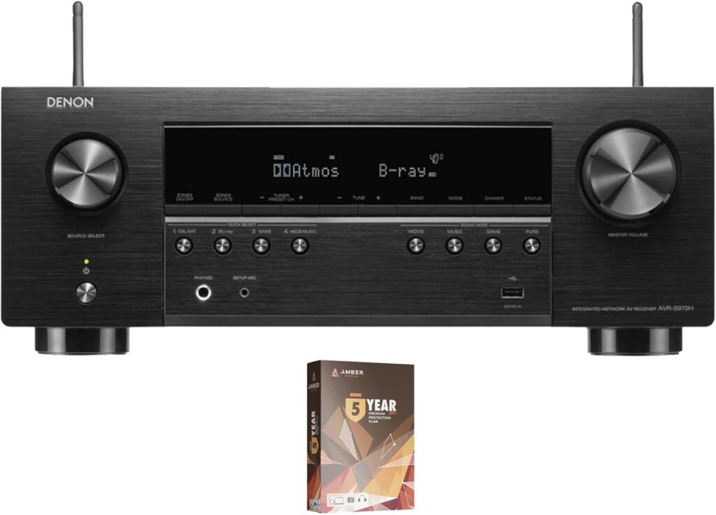 Denon AVRS970H 7.2 Channel AV Receiver with DTS Virtual:X and Dolby Atmos with 5 Year Amber Protection Plan (2022)