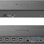 WAVLINK DisplayLink Laptop Docking Station – Quad Monitor 5K/4K@60Hz, 100W Charging – Thunderbolt 4/3, USB-C/A – M1 M2 Mac/Windows/Chrome/Ubuntu – 4 HDMI, 4 DP, 180W Power, SD 4.0 CR, 2.5Gbps LAN