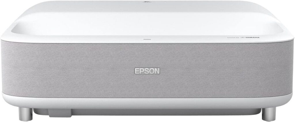 Epson EpiqVision Ultra Short Throw LS300 3LCD Smart Laser Projector, 3600 Lumens Color & White Brightness, HDR, Android TV, Yamaha Speakers, Bluetooth, Sports, Gaming, Movies & Streaming – White