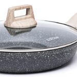 CAROTE Non Stick Frying Pan Skillet,12″ Nonstick Fry Pan with Glass Lid, Egg Pan Omelet Pans, Granite Cookware Chef’s Pan, PFOA Free (Classic Granite, 12-Inch)