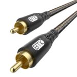 EMK RCA to RCA Subwoofer Cable – 24K Gold-Plated Connector Nylon Braided Double Shielded Audio Cable Digital&Analog Signal Support for Amplifiers Subwoofer Home Theater Hi-Fi Systems Black/6.6ft/2m