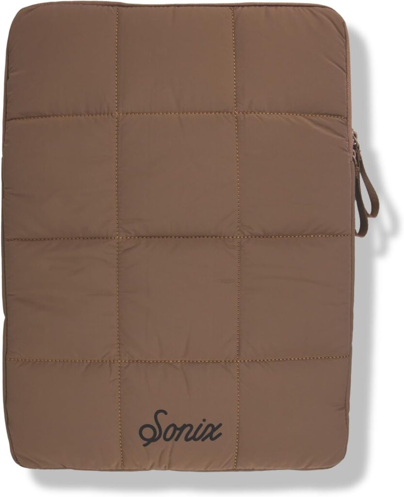 Sonix Puffy Laptop Sleeve Case & Tablet Sleeve | Compatible with 13-14 Inch Laptops and iPad Pro | Quilted Pillow Puffer Computer Bag Cover | 13-14 Inch | Mocha
