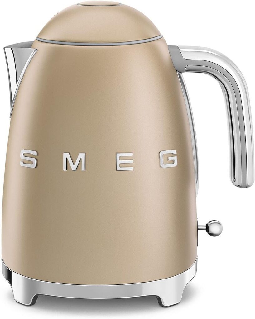 SMEG 50’s Retro Style 7 Cup Electric Water Kettle with Automatic Shutoff, Removable Base, and Water Indicator, KLF03CHMUS, Matte Campagne