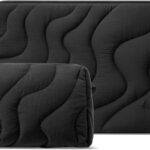 tomtoc 360 Protective Puffy Laptop Sleeve Kit for 14-inch MacBook Pro M5(2025)/M4/M3/M2/M1 Pro/Max A3434 A3112 A3401 A3185, Quilted Soft Puffer Computer Bag with Tech Pouch for 13.8″ Surface Laptop 7