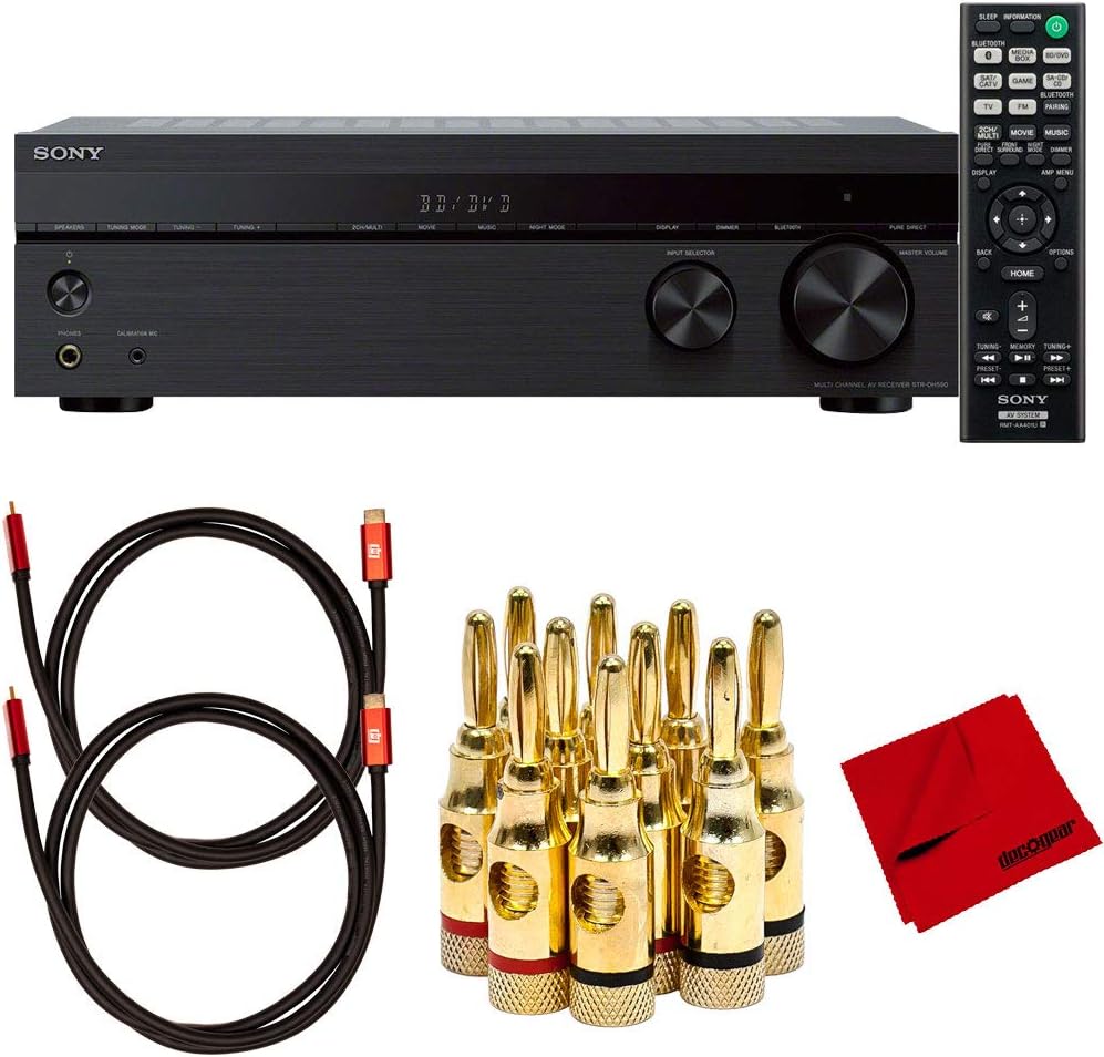 Sony STRDH590 5.2 Multi-Channel 4k HDR AV Receiver with Deco Gear HDMI Cable Bundle