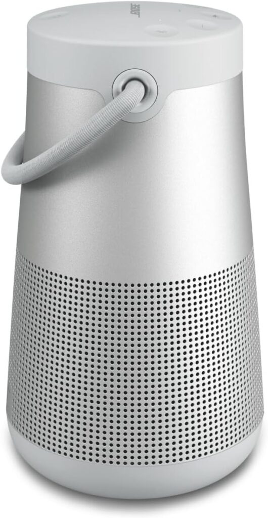 Bose SoundLink Revolve+ (Series II) Bluetooth Speaker, Portable Speaker with Microphone, Wireless and Water Resistant with 360 Degree Sound, Long Lasting Battery and Handle, Silver