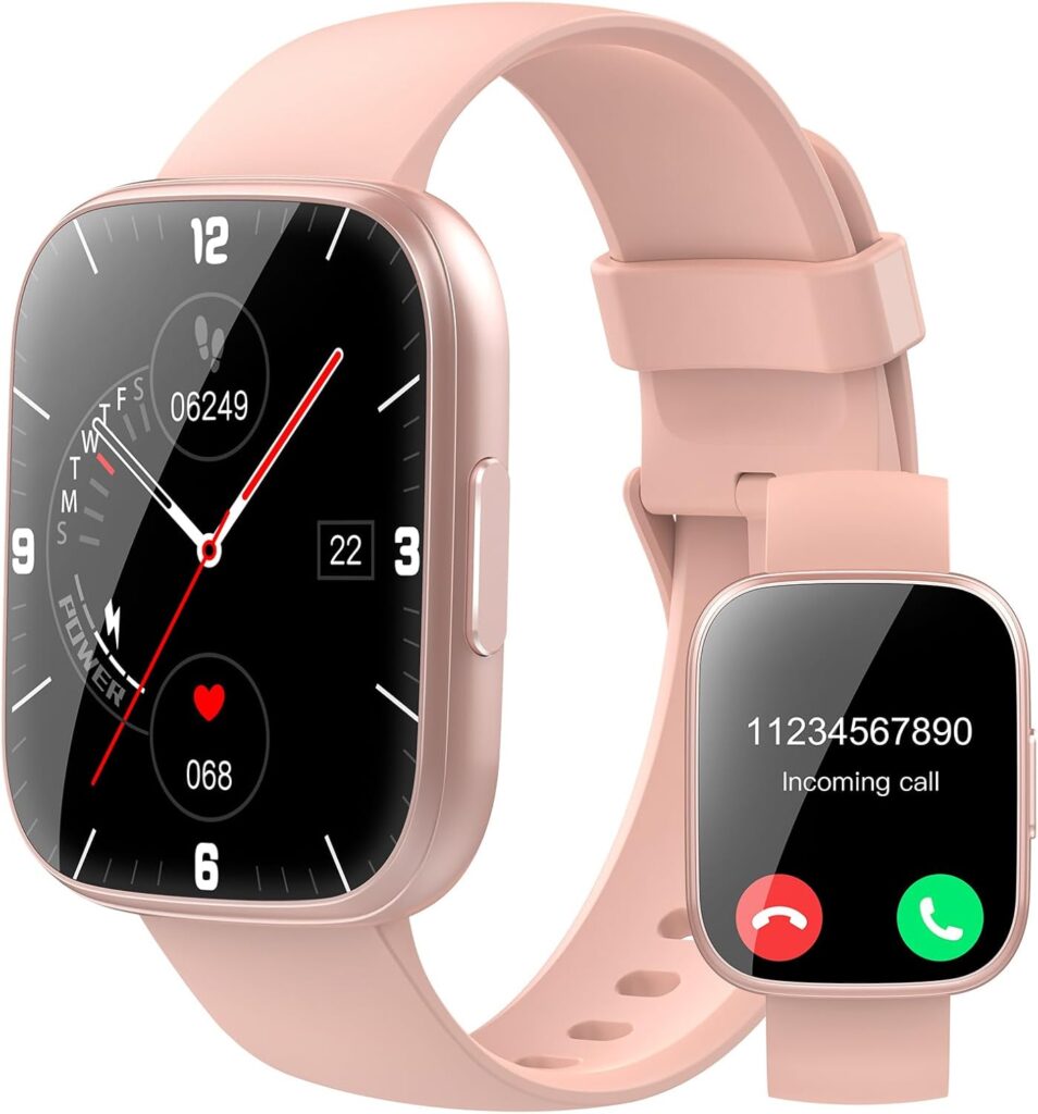 Smart Watch for Men Women(Answer/Make Calls), 1.95″ HD Touch Screen Fitness Watch with Sleep Heart Rate Monitor, 110+ Sports Modes, IP68 Waterproof Activity Trackers Compatible with Android iOS, Pink