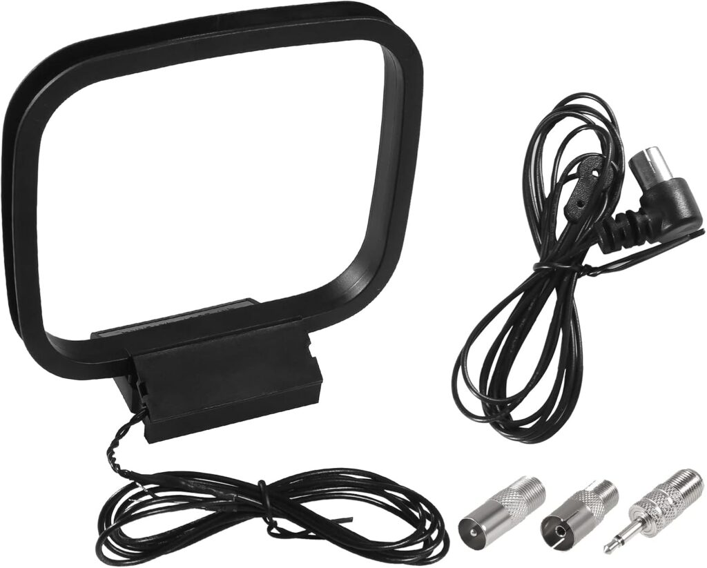 FM Radio Antenna 75 Ohm FM Antenna FM Coax Antenna and AM Loop Antenna with 3 Connectors for Indoor Home Stereo Receiver AV Audio Home Theater Receiver Power