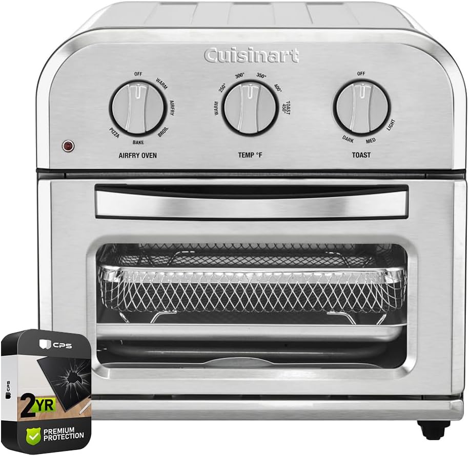 Cuisinart TOA-26 Compact AirFryer/Convection Toaster Oven Stainless Steel Bundle with 2 YR CPS Enhanced Protection Pack