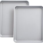 2-PACK Toaster Oven Pans for Baking,Shinsin 9X11 Non-stick Baking Trays, 57% Thicker Cookie Sheet Pans Set, Dishwasher Safe and Heavy Duty Small Replacement Trays for Toaster Cven (Silver)