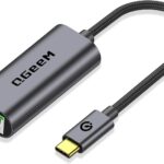 USB C to Ethernet Adapter, QGeeM Gigabit Ethernet to USB Type C, Thunderbolt 3/4 to RJ45 LAN Network Adapter Compatible for iPhone 15 Pro/max, MacBook Pro/Air, iPad Pro, Dell XPS etc-Classic Gray